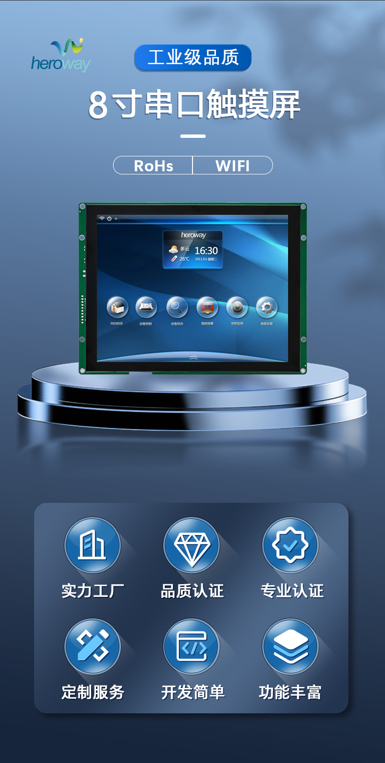 HYW080F3.0/8寸带电阻触摸 485通信医疗显示屏