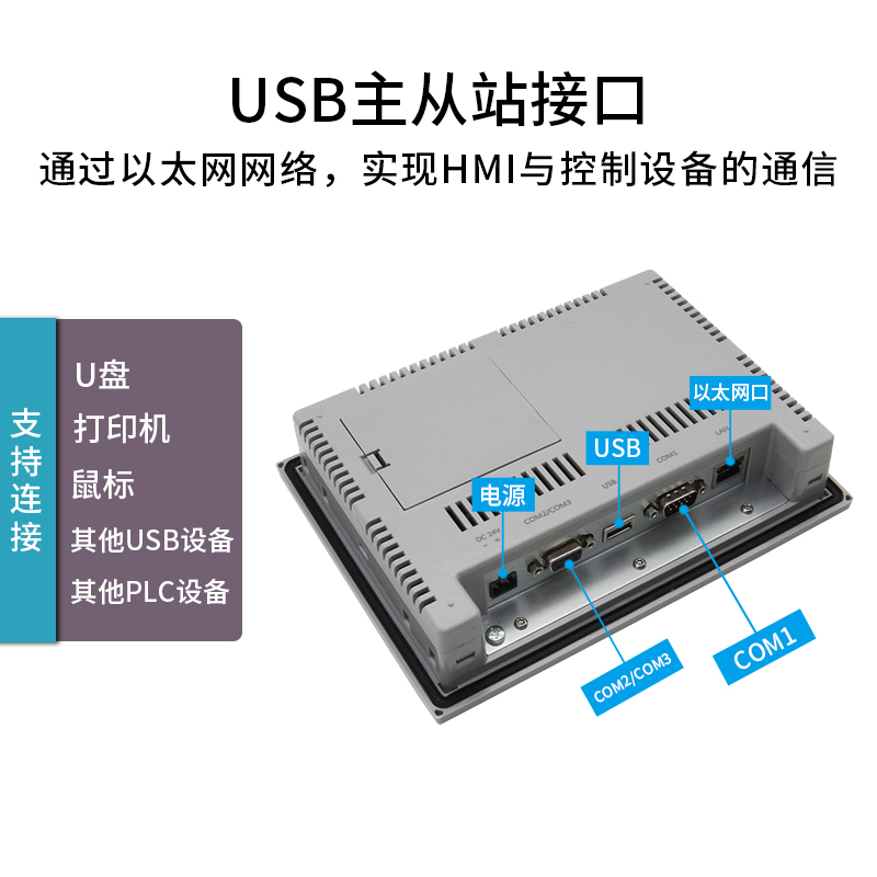 恒域威7寸4G工控PLC人机界面双串口组态HMI显示工业触摸屏